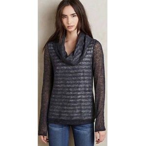 Anthro | Moth Gray Striped Cowl Neck Sweater